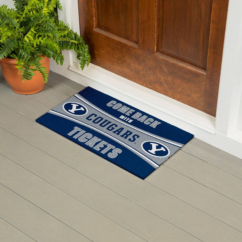 Brigham Young University 28 in. x 16 in. PVC "Come Back With Tickets" Trapper Door Mat