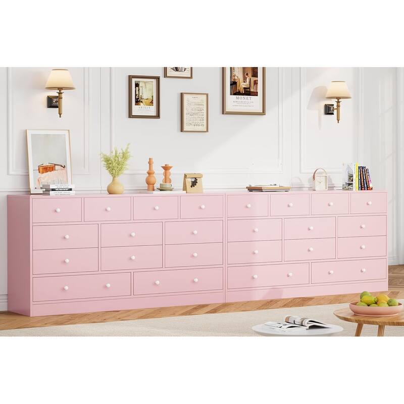 Dresser for Bedroom,12 Drawer Dressers & Chests of Drawers, Wood Storage Drawer Dresser with Power Outlet