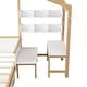 preview thumbnail 8 of 9, Full Size Wooden House Bed White & Original Wood Colored Frame with Drawer, Desk and Bookshelf for Children or Guest Room