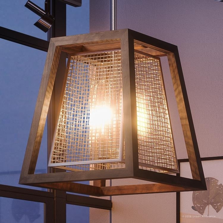 Luxury Farmhouse Chandelier, 18.5"H x 16.5"W, with Industrial Style, Stained Wood and Brushed Nickel Finish by Urban Ambiance (60 to 100 Watts - - Chandeliers For Bedrooms by Overstock.com