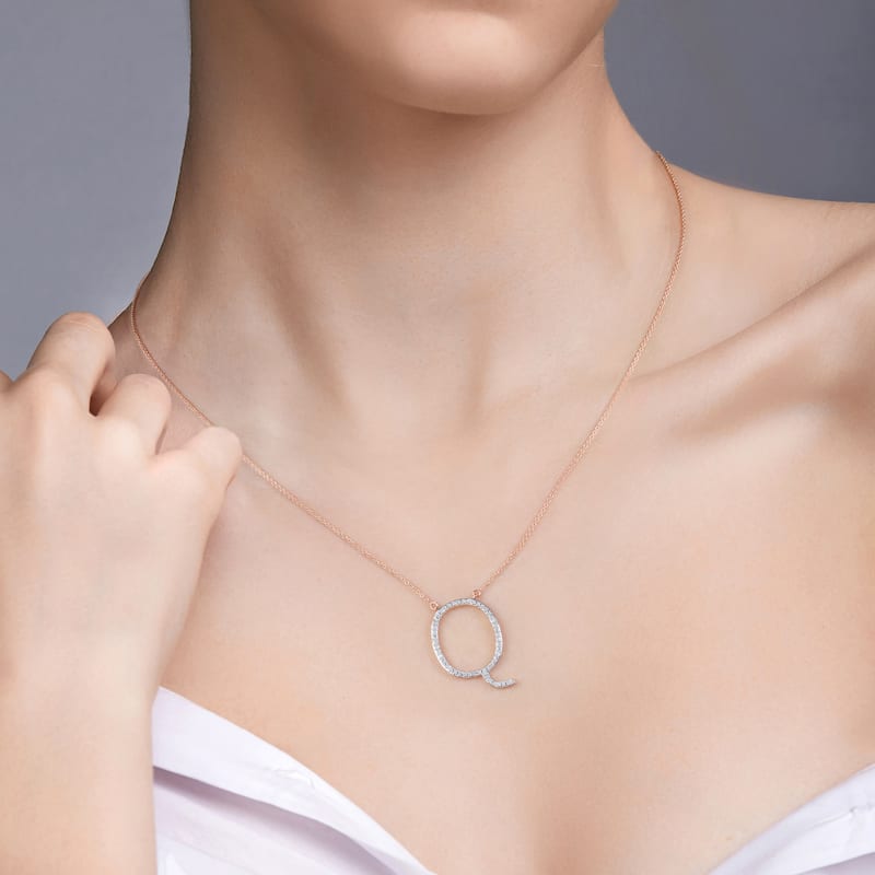 1/20ct TDW Diamond Classic Initial Pendant Necklace in Silver for Women