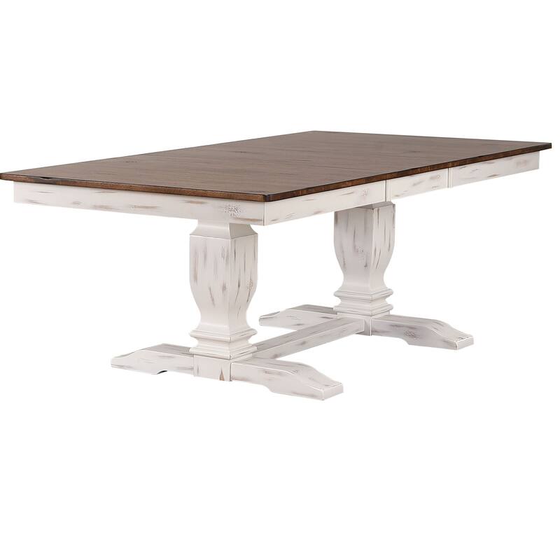 Double Transitional Base Dining Table - N/A