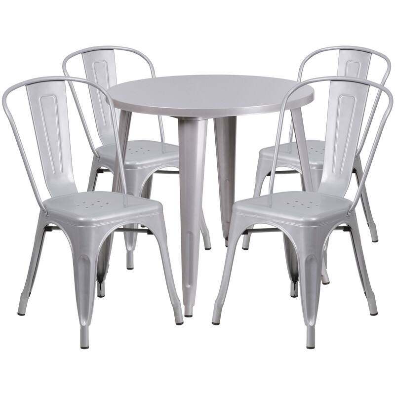 30-inch Round 5-piece Metal Indoor/ Outdoor Dining Set