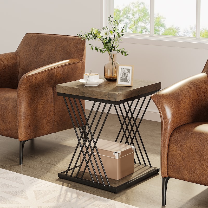 Square Side End Table for Living Room, Nightstand for Bedroom