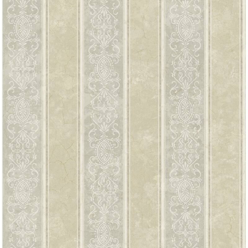 Seabrook Designs Milos Traditional Stripe Unpasted Wallpaper - 20.5 in. W x 33 ft. L - Metallic Grey