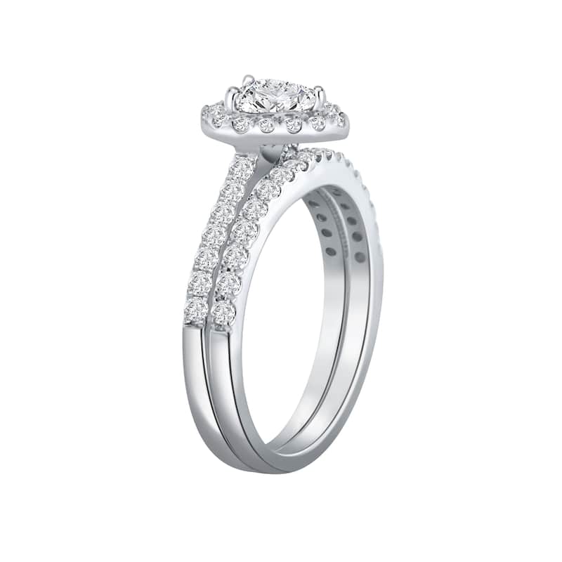 Auriya 1 1/2ctw Heart-cut Halo Diamond Engagement Ring Set 14k Gold