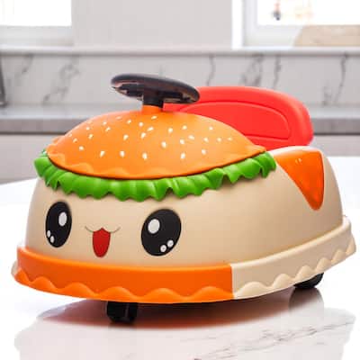 12V Kids Ride-On Hamburger Car with 360° Rotation, Bluetooth Music, One-Button Start, Power Display - Battery Powered Vehicle