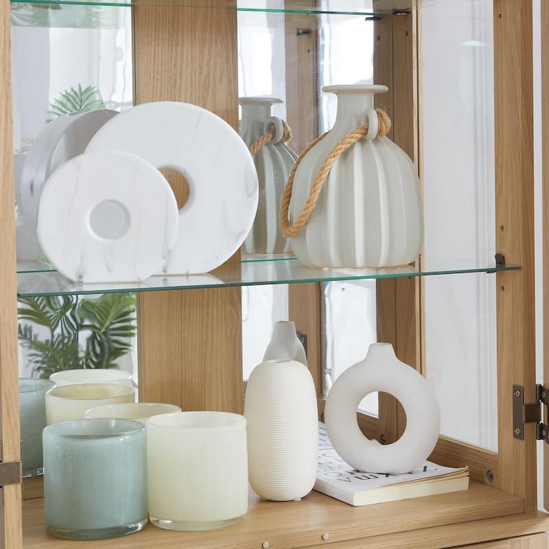 Lighted Glass Curio Display Cabinet,Glass Storage Cabinet Wood Frame Toy Display, Pantry light bulb included