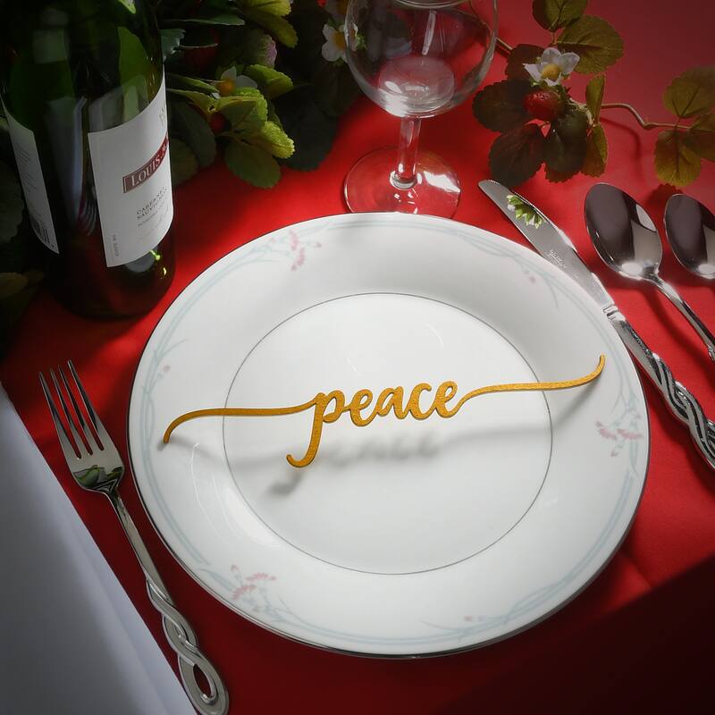 10" Christmas Place Setting Words (Joyful, Wish, Peace, Merry, Jolly, Holly) Set of 6 - 10 in