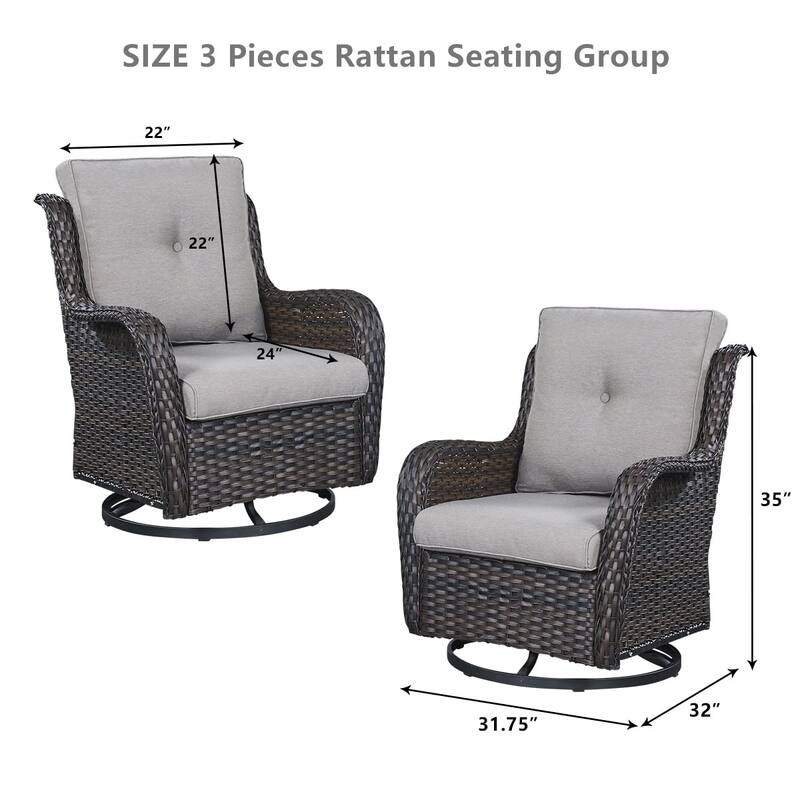 Pocassy Outdoor Wicker Glider Swivel Club Chairs (Set of 2)