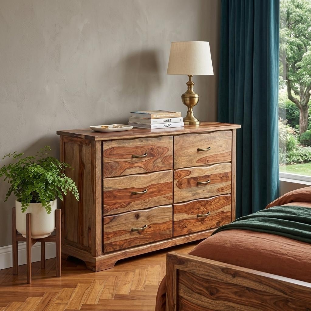 brown double dresser HomeRoots 60 Solid Wood Six Drawer Army Branch:Chaplain Metal hardware MORILEE #89415 BLACK/PINK Contrasting lacedress