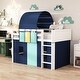 preview thumbnail 14 of 34, Colorful Loft Bed Twin Size Wood Bed Frame Support Loft Bed Rural Life Style with Full Length Guardrail and 3 Pockets