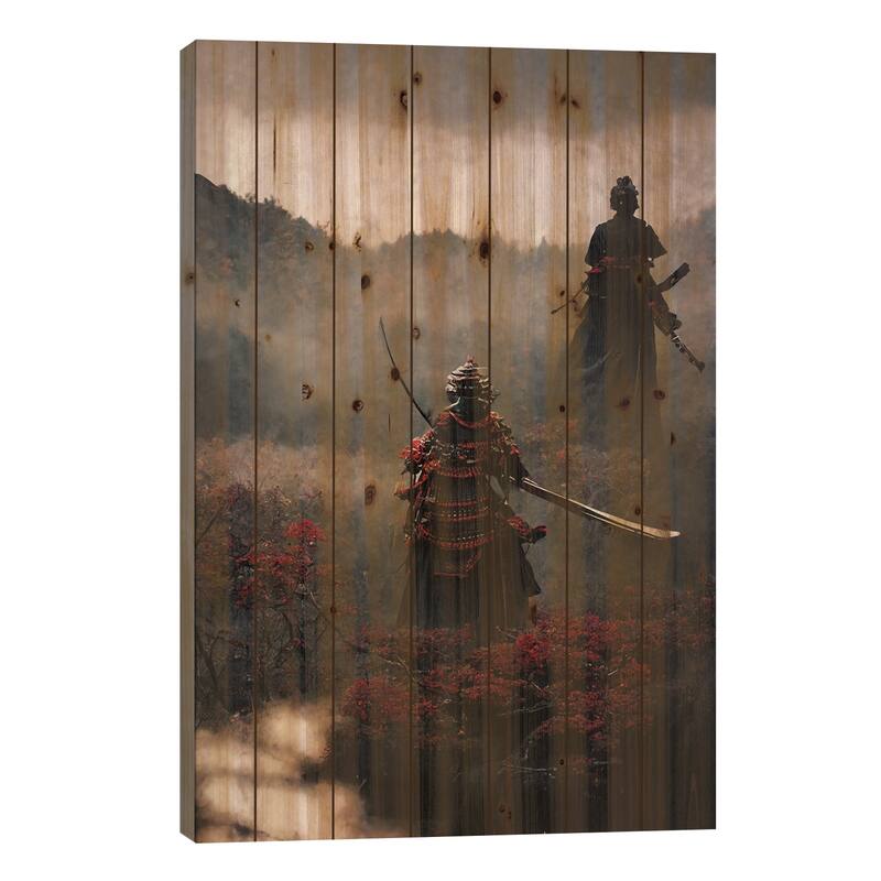 Samurai Print On Wood by Durro Art - Multi-Color - 40x26x1.5