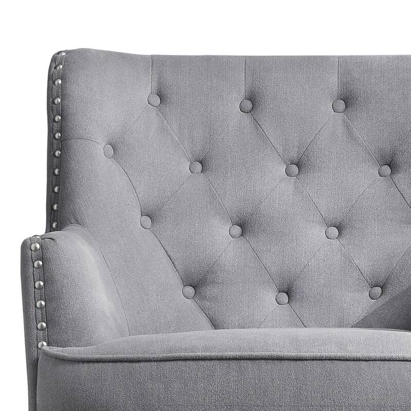 Moser Bay Mignon Velvet / Linen 30'' Wide Tufted Wingback Accent Chair