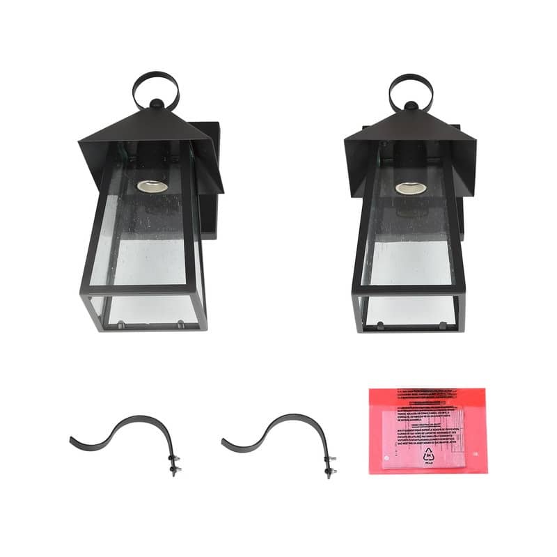 Alestair Farmhouse 2-Pack Outdoor Wall Sconces Clear Glass Exterior Lantern for Entryway/ Front Door/ Patio
