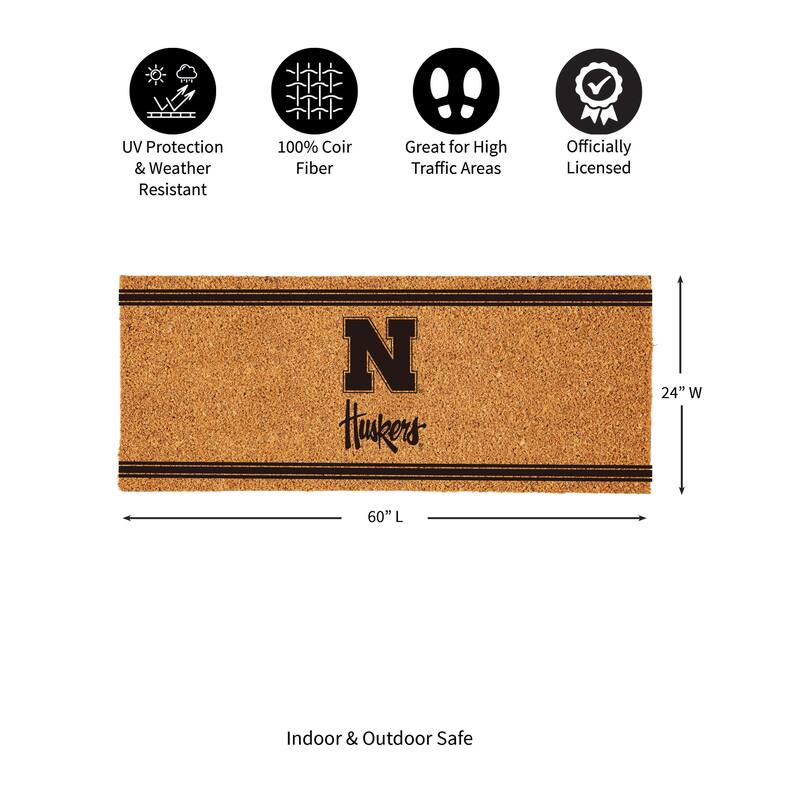 University of Nebraska Monochrome Indoor/Outdoor Coir Door Mat