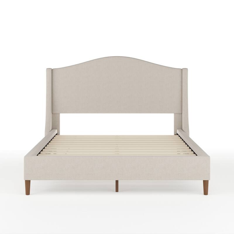 Martha Stewart Upholstered Platform Bed with Curved Headboard