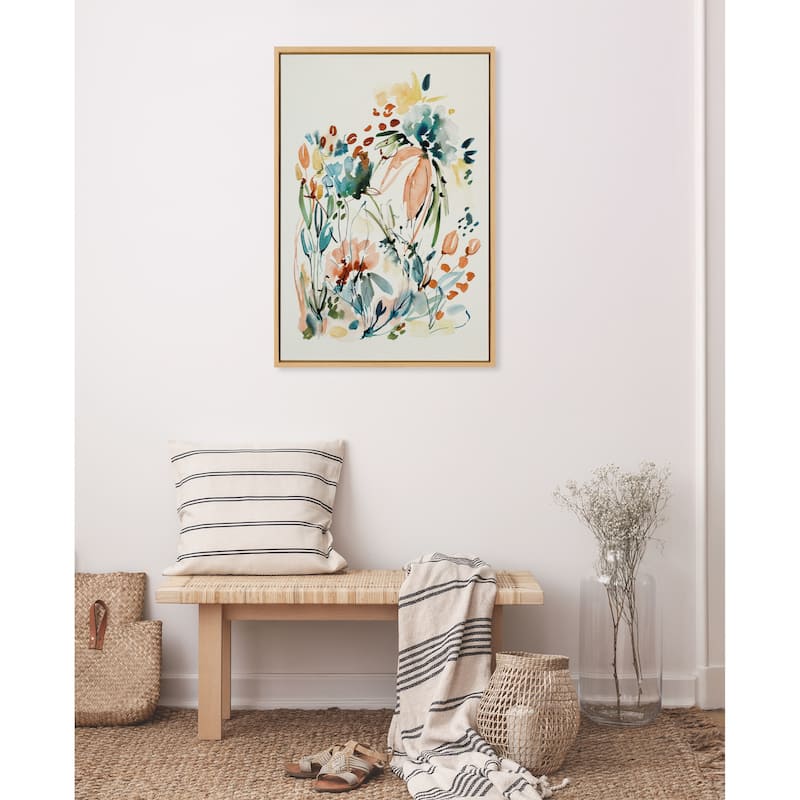 Kate and Laurel Sylvie Awaking Peach Framed Canvas by Sara Berrenson