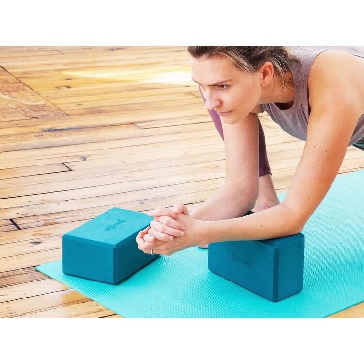 Sol Living Exercise Non Slip Foam Yoga Block 4" x 6" x 9" - 2 Pack