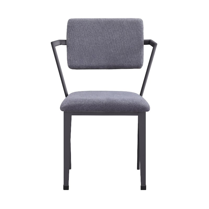 Black/Gray Fabric Upholstered Metal Frame Dining Chair, Set of 2, Sturdy Dining Chair for Dining Rooms - 20.5