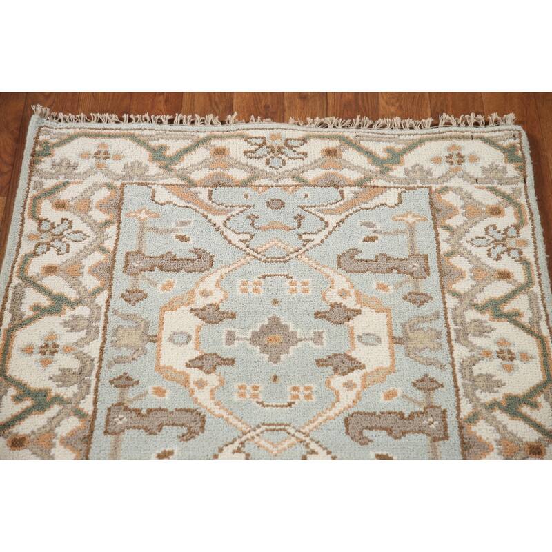 Floral Oushak Oriental Runner Rug Handmade Wool Carpet - 2'7"x 15'8"
