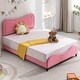 preview thumbnail 2 of 13, Mixoy Kids Bed with Curved Upholstered Headboard,Childs Princess Bed