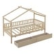 preview thumbnail 37 of 71, Wooden House Bed, Platform Bed Frame with 2 Storage Drawers & Roof Design, for Kids, Girls, Boy, Teens