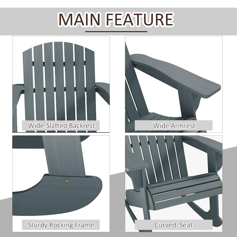 Outdoor Wooden Rocking Chair with Ergonomic Backrest and Slatted Design for Garden and Backyard Seating