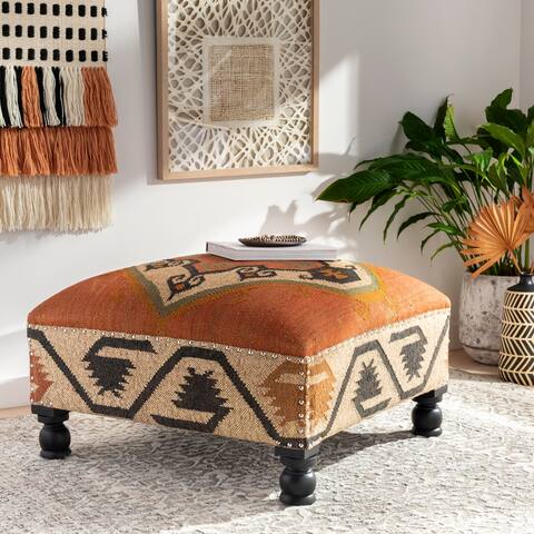 Anolu Hand Woven Jute Upholstered Ottoman