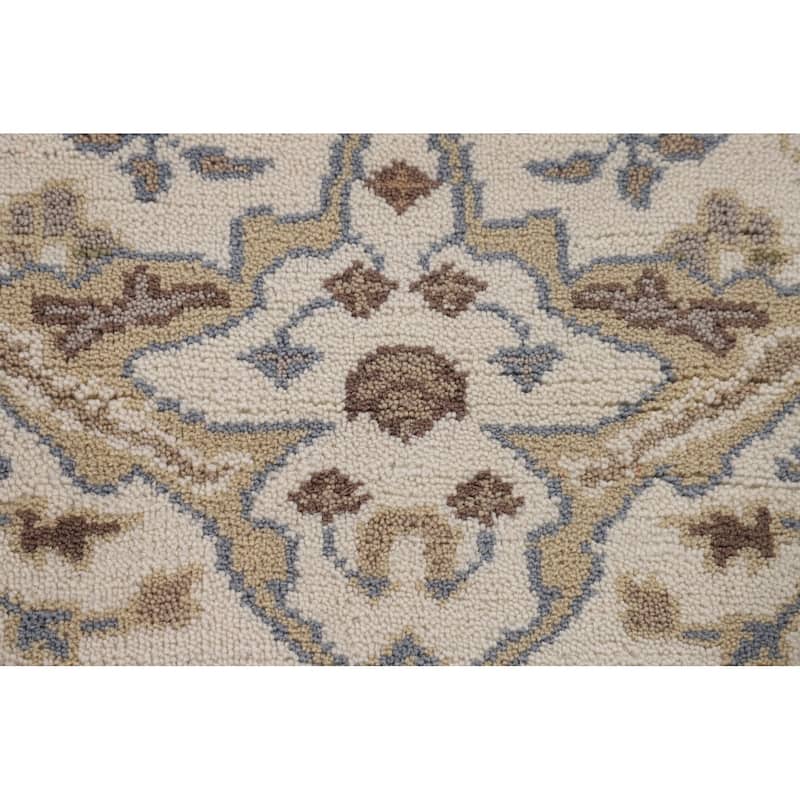 Beige / Ivory Oushak Oriental Runner Rug Hand-Knotted Wool Carpet - 2'7"x 11'11"