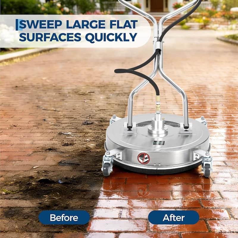 24" Dual Handle Pressure Washer Surface Cleaner with 4 Wheels for Patio, Sidewalk, Deck and Driveways