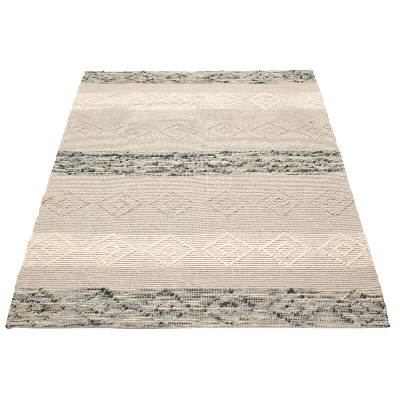 ECARPETGALLERY Braid weave Sienna Grey Wool Rug - 6'2 x 8'11