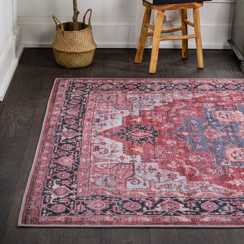 JONATHAN Y Marrakesh Ornate Medallion Machine Washable Area Rug