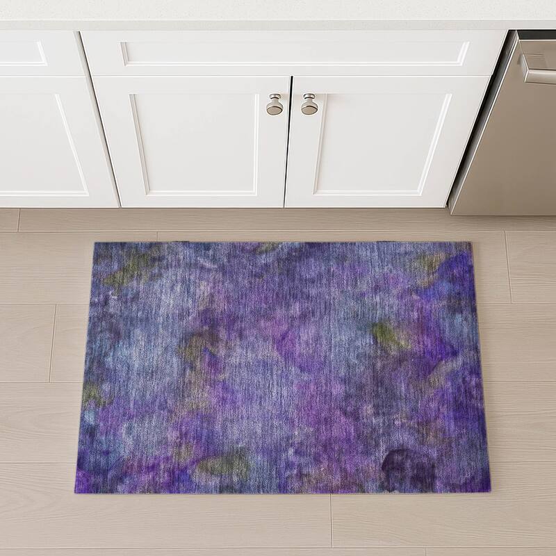 Machine Washable Indoor/ Outdoor Abstract Contemporary Chantille Rug