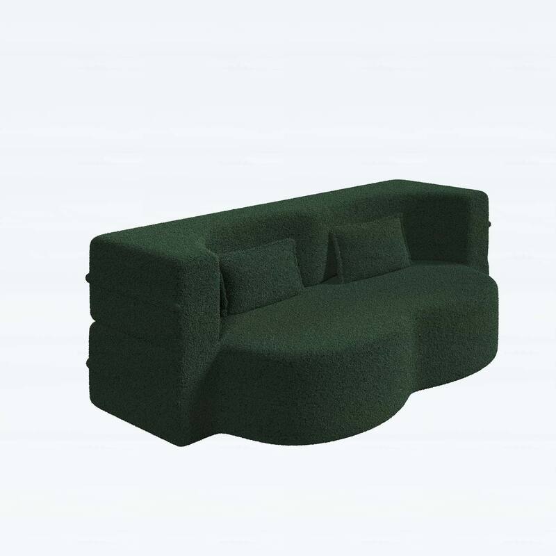 Modern Floor Sofa with 2 Pillows,Convertible Sleeper Sofa Bed