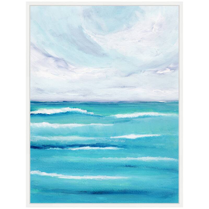 Kate and Laurel Sylvie Evening Ocean Waves Framed Canvas by Nikita Jariwala