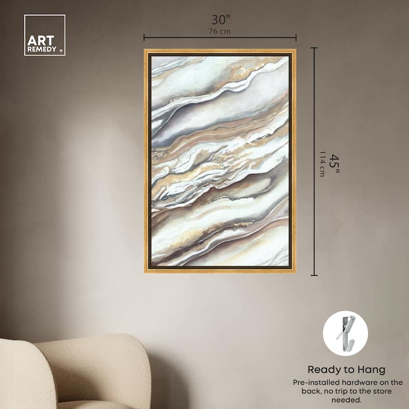 Art Remedy Neutral Lines I Framed Boho Abstract 1 Piece Canvas Wall Art
