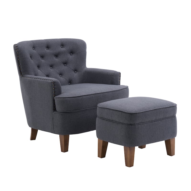 Porthos Home Idir Accent Chair, Fabric Upholstery, Rubber Wood Legs