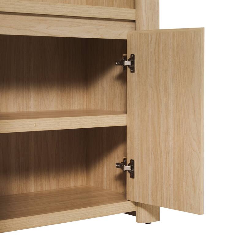 Walker Edison Modern Wood Open Bookshelf with Storage Cabinet