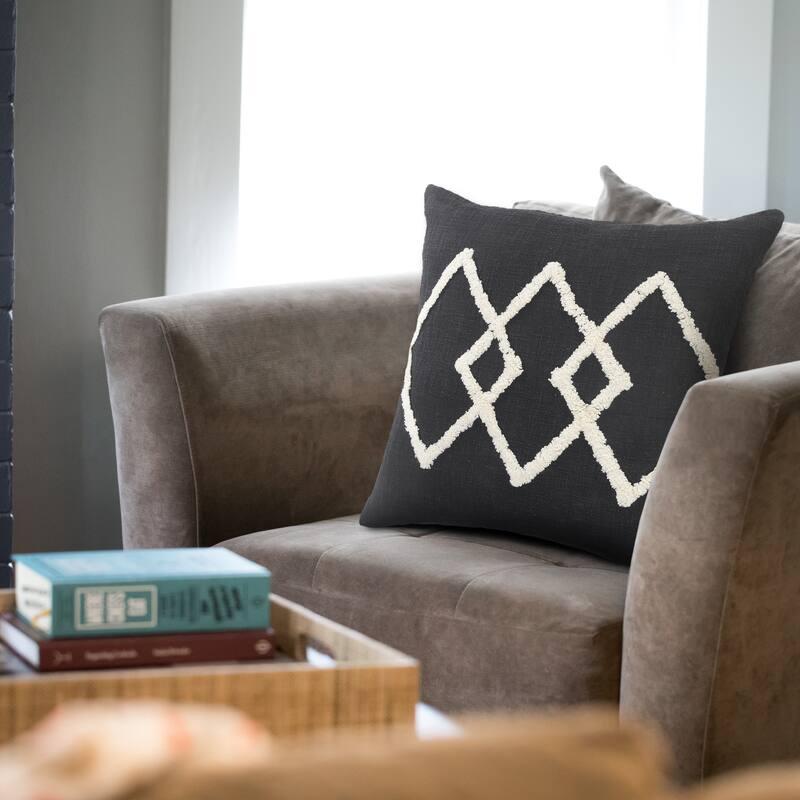 Sevita White Tufted Diamond Throw Pillow