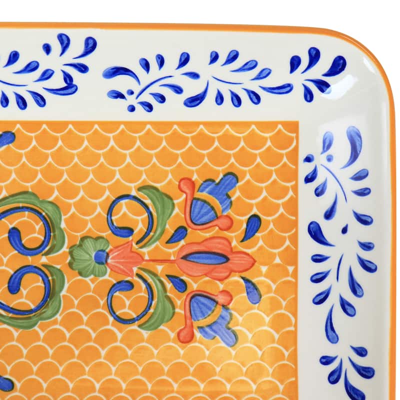 Floral Pattern Rectangle Stoneware Serving Dish