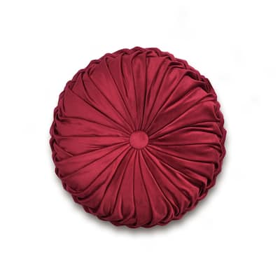 Lush Decor Pleated Soft Velvet Round Decorative Pillow