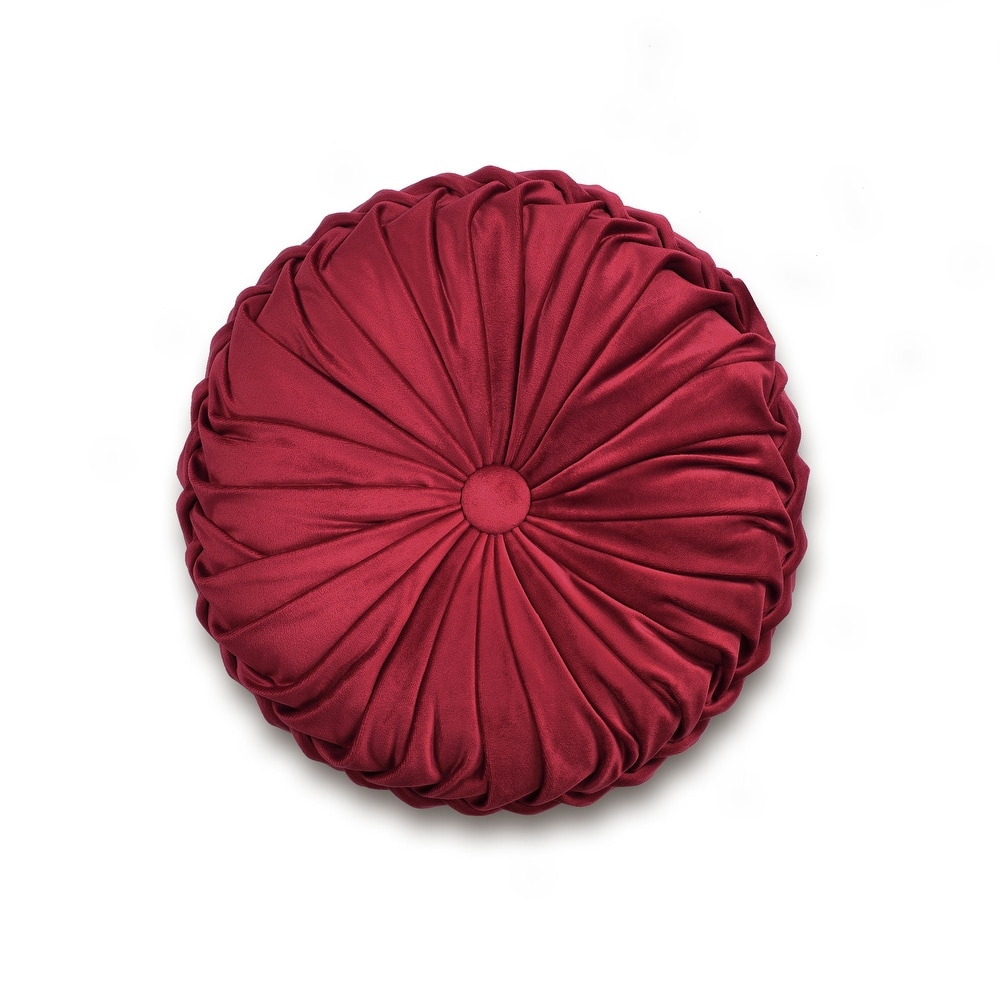 Lush Decor Pleated Soft Velvet Round Decorative Pillow