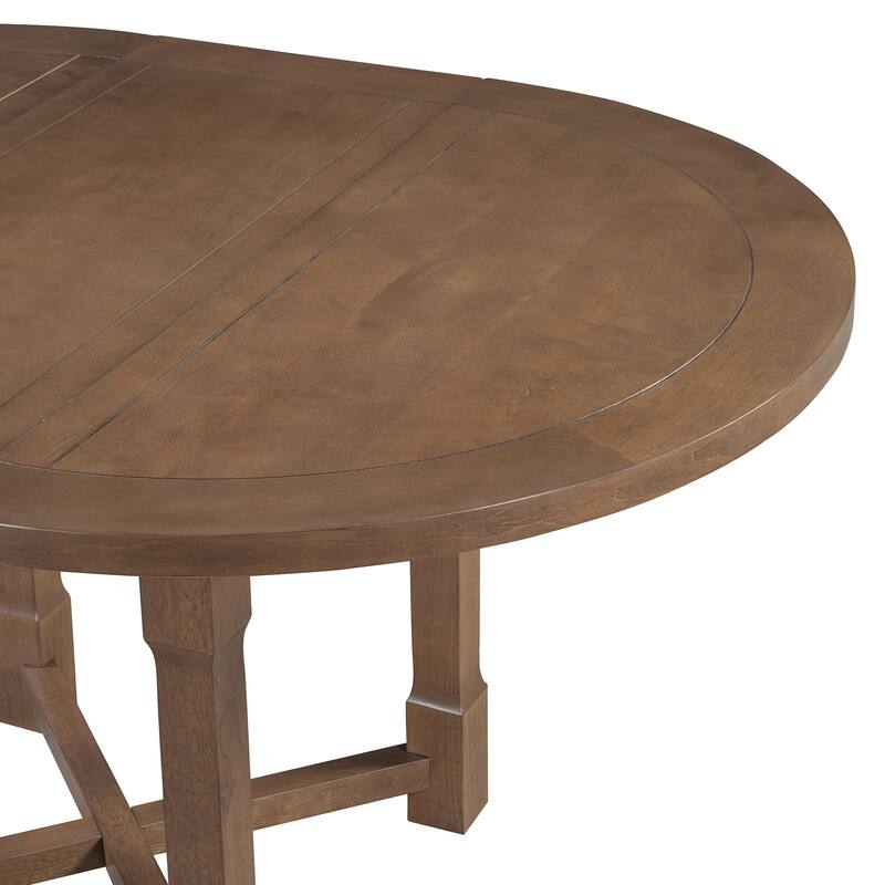 Farmhouse Extendable Dining Table Set Upholstered Chair 5-piece