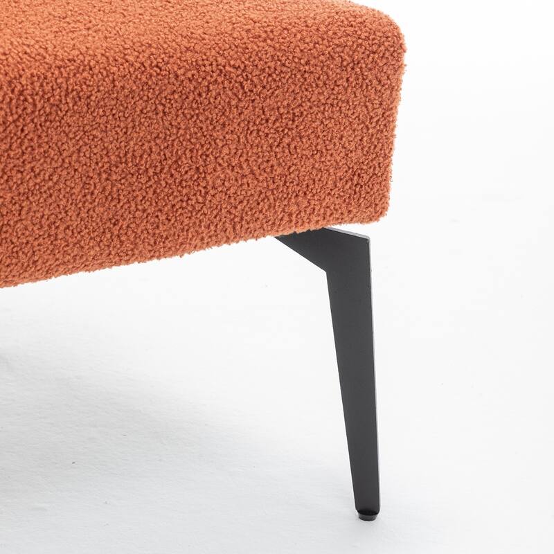 SEYNAR Modern Armless Faux Sherpa Accent Chair with Metal Legs
