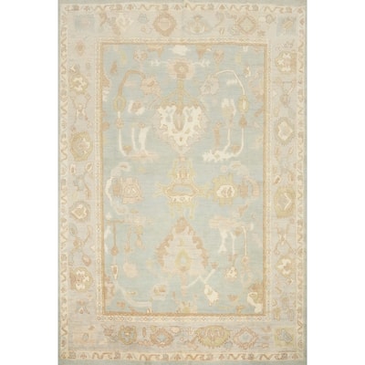 Hand Knotted Oriental 100% Wool Carpet Transitional All-Over Greys & Charcoal Oushak Area Rug - 9' 9'' X 8' 3''