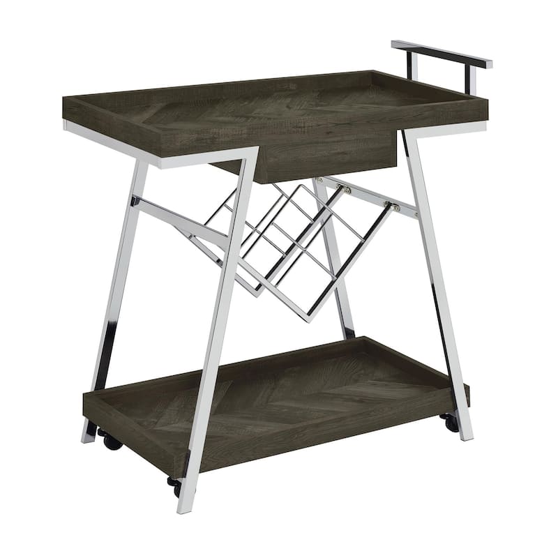 Stremler 2-tier Bar Cart with Storage Drawer