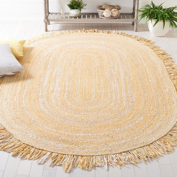 SAFAVIEH Handmade Braided Libby Country Cotton Rug with Fringe