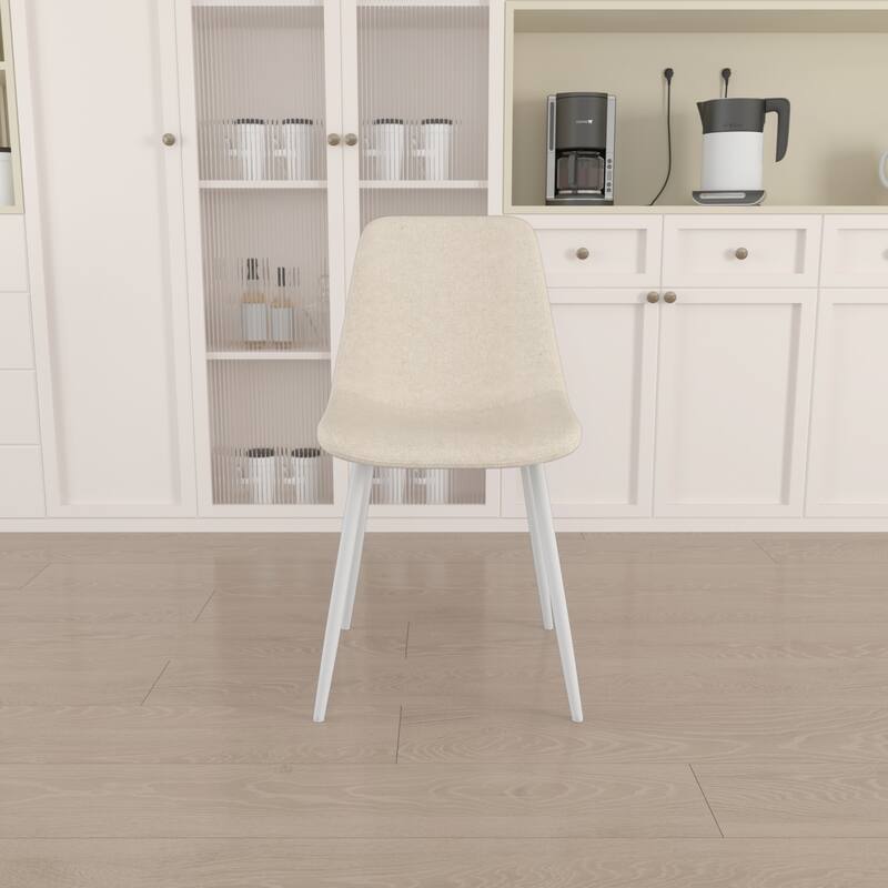 Linen 4 Piece Kitchen Dining Chair Set with Cushions, Metal Legs, Anti Scratch Foot Pads for Dining Room Kitchen Living Room