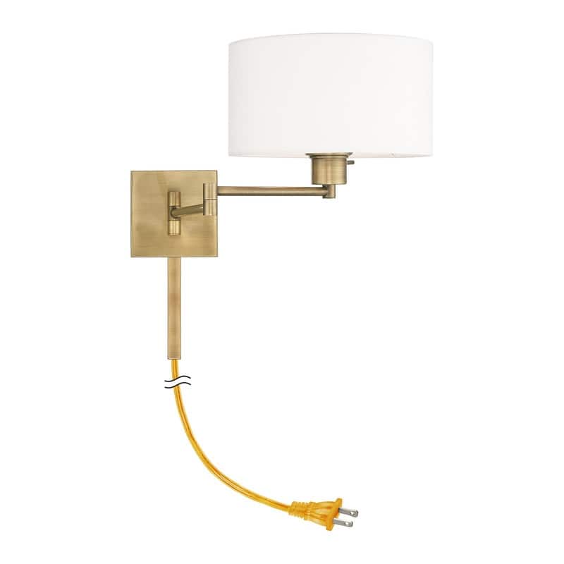 Livex Lighting 1-Light Off-White Drum Shade Swing Arm Wall Lamp, 40036